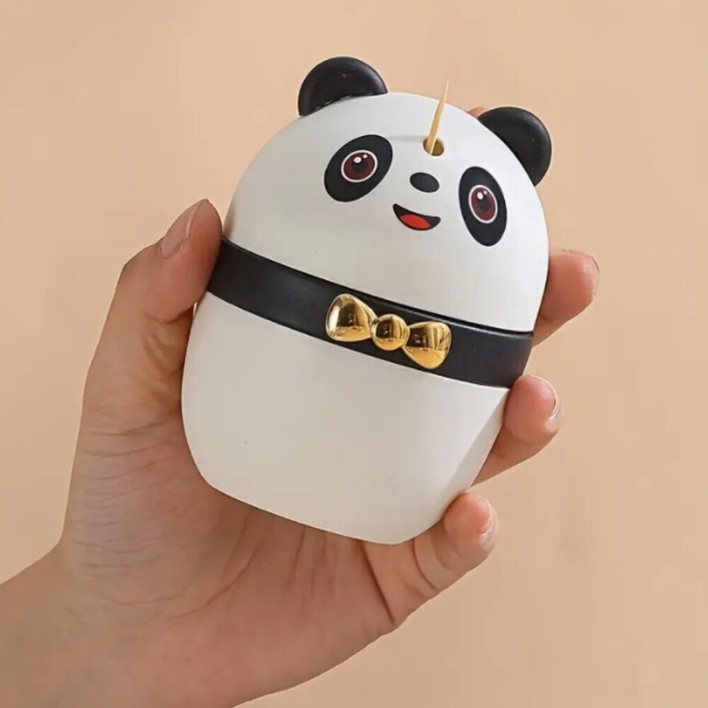 Cute Panda Cartoon Toothpick Holder Press Type Pop-up Toothpick Box